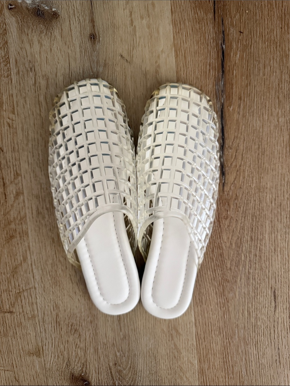 Women’s White Woven Jelly Mules